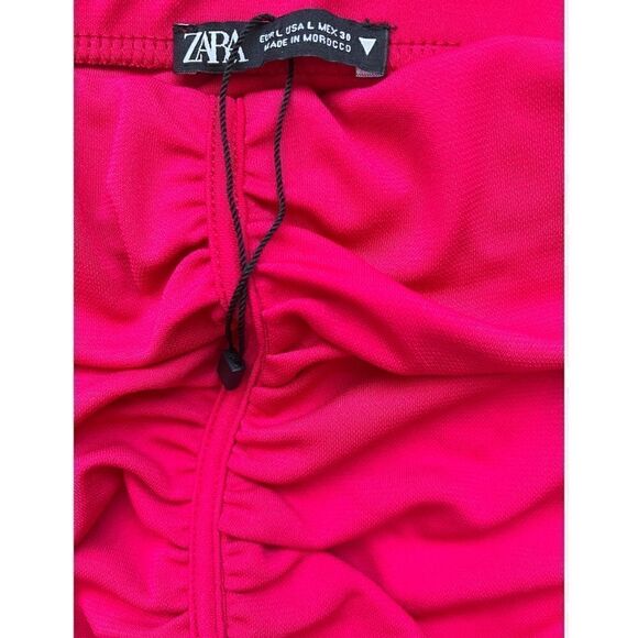 NWOT Zara High Rise Ruched Gathered Skirt in Strawberry, Size Large - Picture 13 of 15